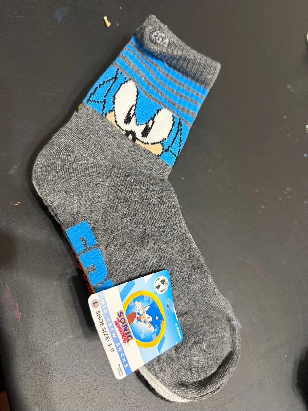 Sonic Character Gray & Blue Crew Socks for Men
